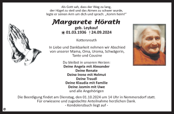 Anzeige von Margarete Hörath von Nordbayerischer Kurier