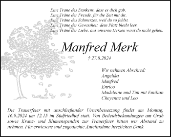 Anzeige von Manfred Merk von Nordbayerischer Kurier