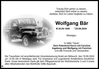 Anzeige von Wolfgang Bär von Nordbayerischer Kurier