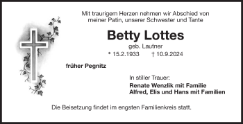 Anzeige von Betty Lottes von Nordbayerischer Kurier