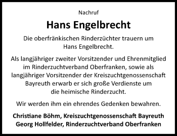 Anzeige von Hans Engelbrecht von Nordbayerischer Kurier