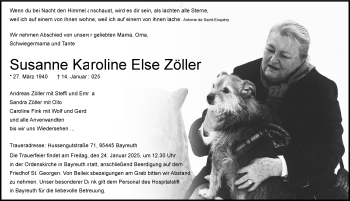 Anzeige von Susanne Zöller von Nordbayerischer Kurier