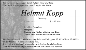 Anzeige von Helmut Kopp von Nordbayerischer Kurier