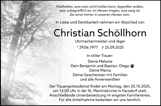 Anzeige von Christian Schöllhorn von Nordbayerischer Kurier