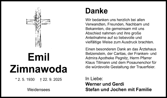 Anzeige von Emil Zimnawoda von Nordbayerischer Kurier