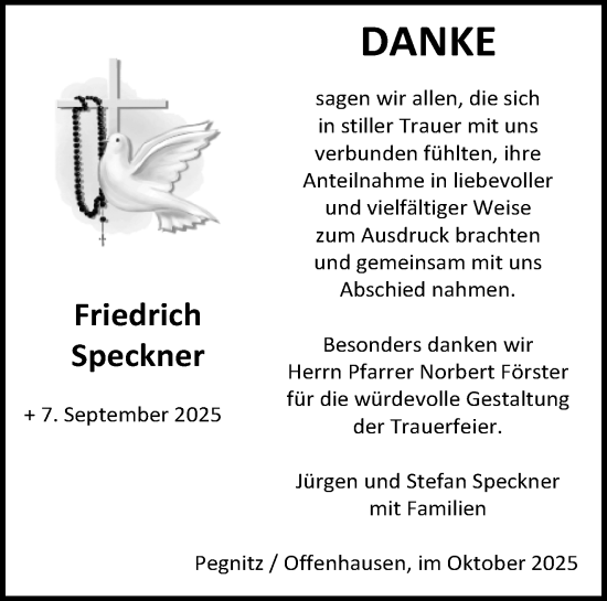Anzeige von Friedrich Speckner von Nordbayerischer Kurier