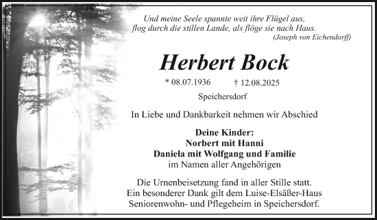Anzeige von Herbert Bock von Nordbayerischer Kurier