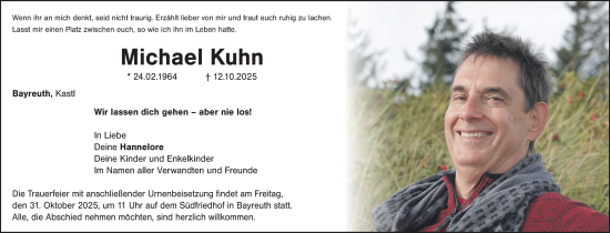 Anzeige von Michael Kuhn von Nordbayerischer Kurier
