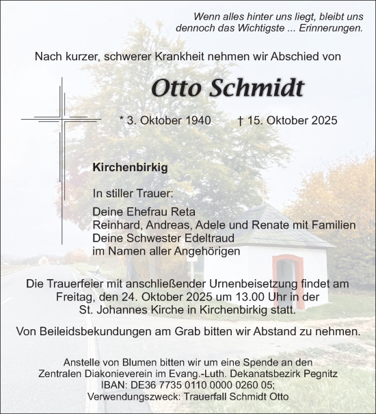 Anzeige von Otto Schmidt von Nordbayerischer Kurier