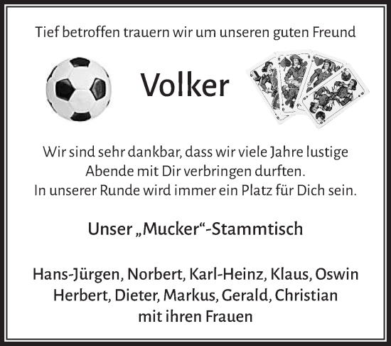 Anzeige von Volker Horn von Nordbayerischer Kurier