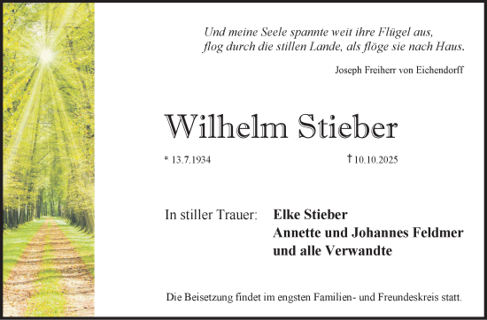 Anzeige von Wilhelm Stieber von Nordbayerischer Kurier
