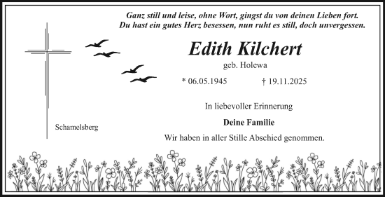 Anzeige von Edith Kilchert von Nordbayerischer Kurier