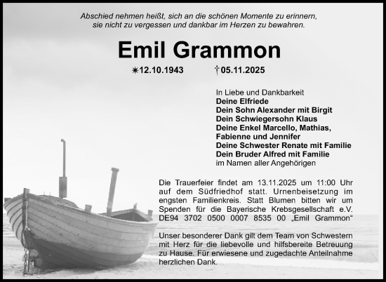 Anzeige von Emil Grammon von Nordbayerischer Kurier