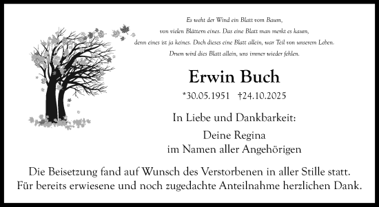 Anzeige von Erwin Buch von Nordbayerischer Kurier