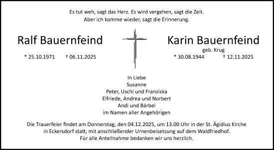 Anzeige von Ralf Bauernfeind von Nordbayerischer Kurier