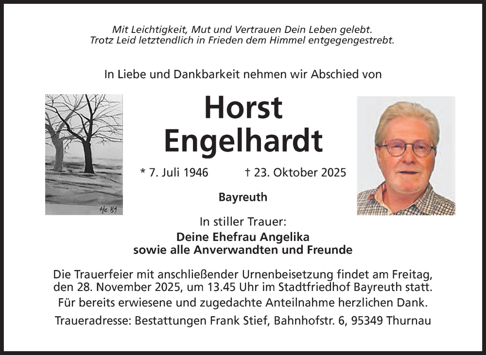  Traueranzeige für Horst Engelhardt vom 22.11.2025 aus Nordbayerischer Kurier