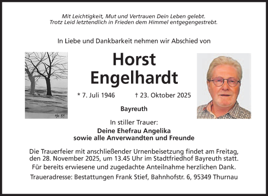 Anzeige von Horst Engelhardt von Nordbayerischer Kurier