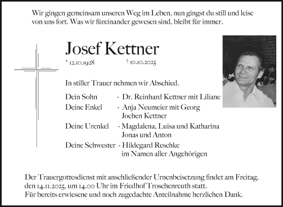 Anzeige von Josef Kettner von Nordbayerischer Kurier