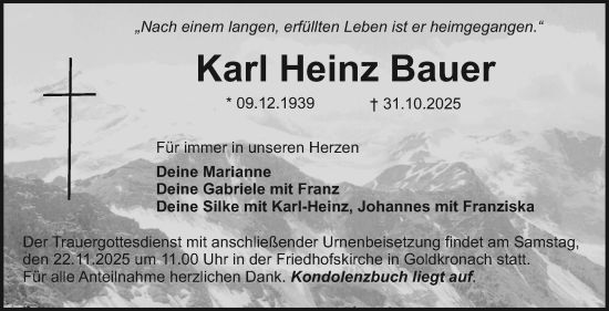 Anzeige von Karl Heinz Bauer von Nordbayerischer Kurier