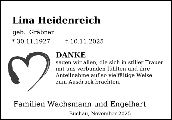 Anzeige von Lina Heidenreich von Nordbayerischer Kurier