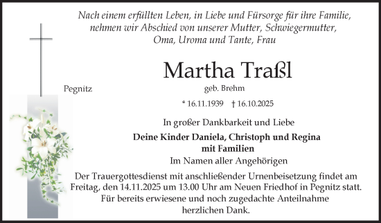 Anzeige von Martha Traßl von Nordbayerischer Kurier