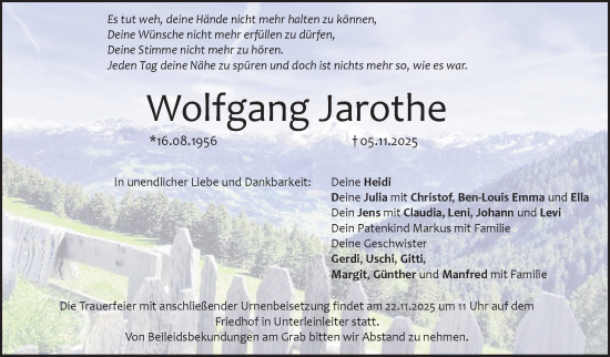 Anzeige von Wolfgang Jarothe von Nordbayerischer Kurier