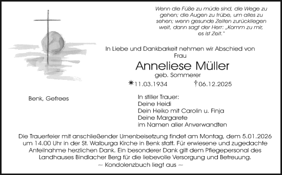 Anzeige von Anneliese Müller von Nordbayerischer Kurier
