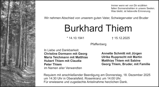 Anzeige von Burkhard Thiem von Nordbayerischer Kurier