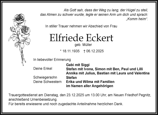 Anzeige von Elfriede Eckert von Nordbayerischer Kurier