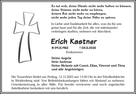 Anzeige von Erich Kastner von Nordbayerischer Kurier