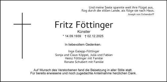 Anzeige von Fritz Föttinger von Nordbayerischer Kurier