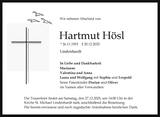 Anzeige von Hartmut Hösl von Nordbayerischer Kurier