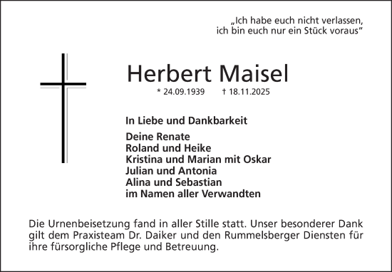 Anzeige von Herbert Maisel von Nordbayerischer Kurier