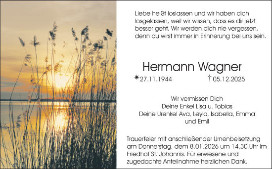 Anzeige von Hermann Wagner von Nordbayerischer Kurier