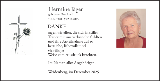 Anzeige von Hermine Jäger von Nordbayerischer Kurier