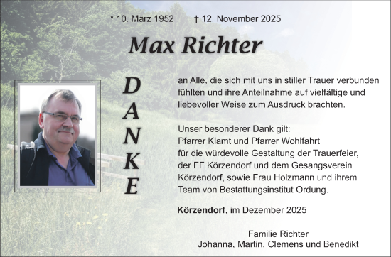 Anzeige von Max Richter von Nordbayerischer Kurier