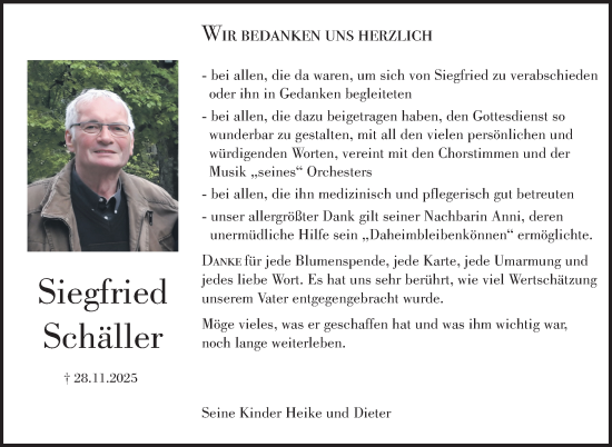 Anzeige von Siegfried Schäller von Nordbayerischer Kurier