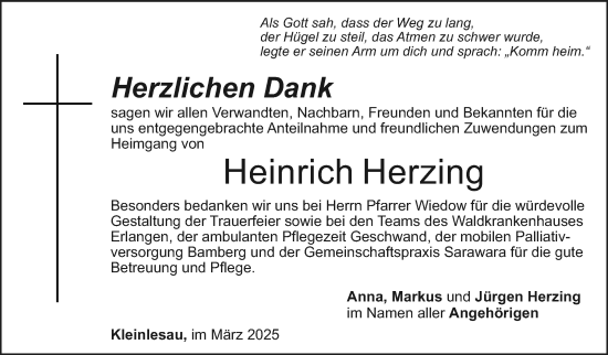 Anzeige von Heinrich Herzing von Nordbayerischer Kurier