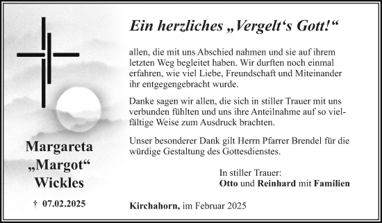 Anzeige von Margareta Wickles von Nordbayerischer Kurier