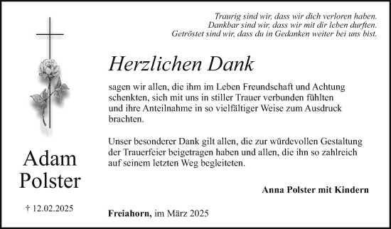 Anzeige von Adam Polster von Nordbayerischer Kurier