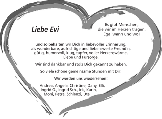 Anzeige von Evi Mertel von Nordbayerischer Kurier
