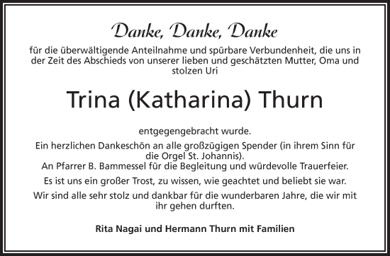 Anzeige von Katharina Thurn von Nordbayerischer Kurier