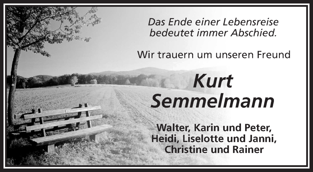  Traueranzeige für Kurt Semmelmann vom 12.04.2025 aus Nordbayerischer Kurier