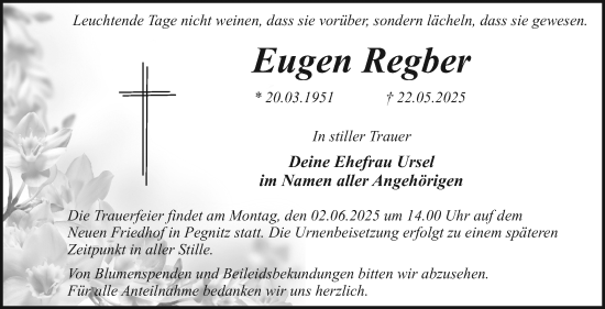 Anzeige von Eugen Regber von Nordbayerischer Kurier