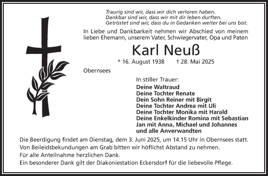 Anzeige von Karl Neuß von Nordbayerischer Kurier