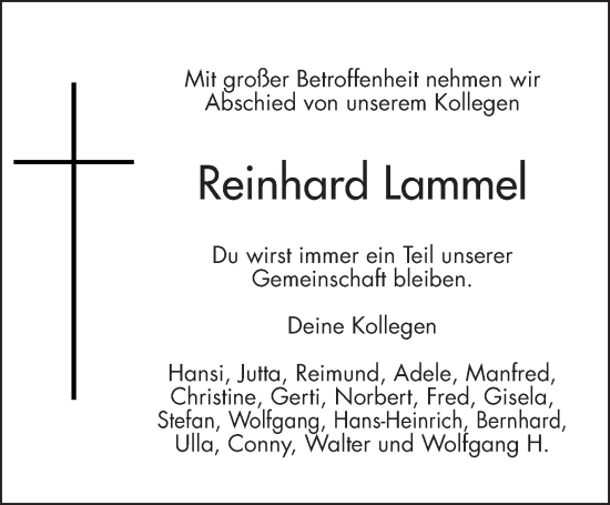Anzeige von Reinhard Lammel von Nordbayerischer Kurier