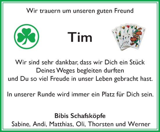 Anzeige von Tim Weidemann von Nordbayerischer Kurier