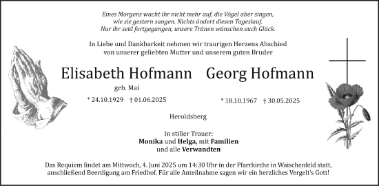 Anzeige von Georg Hofmann 