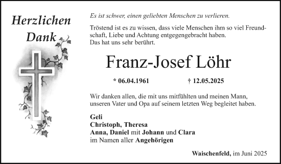 Anzeige von Franz-Josef Löhr von Nordbayerischer Kurier
