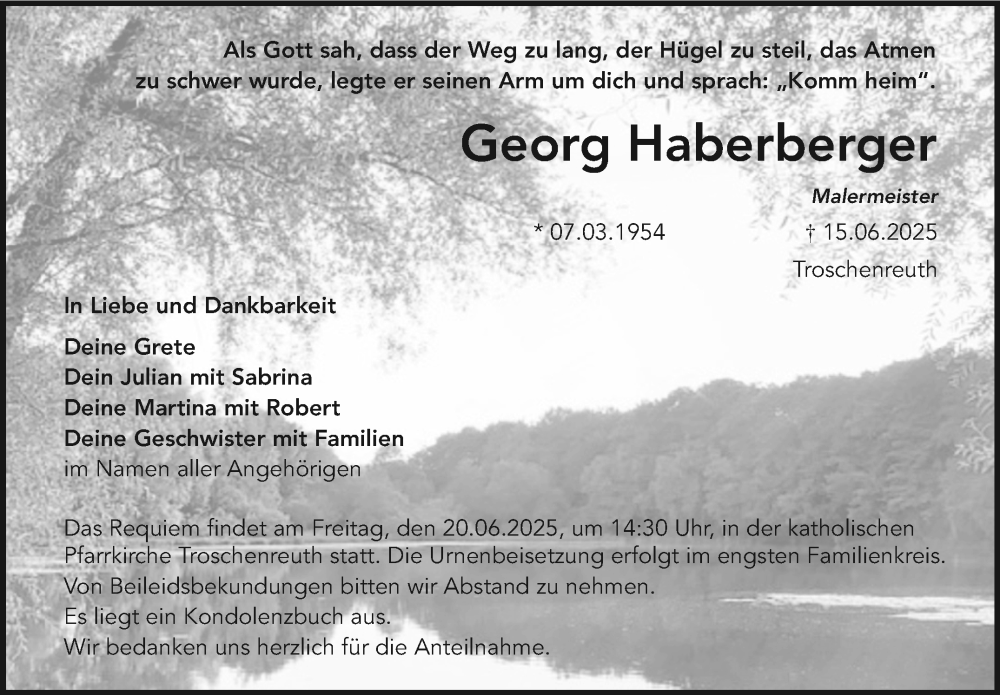  Traueranzeige für Georg Haberberger vom 18.06.2025 aus Nordbayerischer Kurier